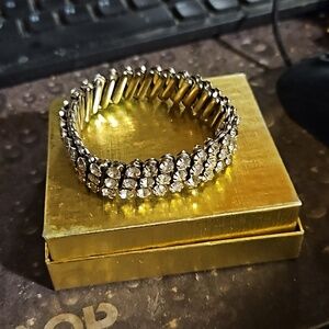 Vintage Clear Rhinestone Stretch Bracelet